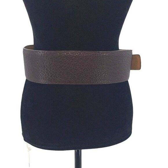 The W by Worth Collection Womens Pebble Leather Wide Strap Fashion Belt Brown OS - Picture 3 of 7